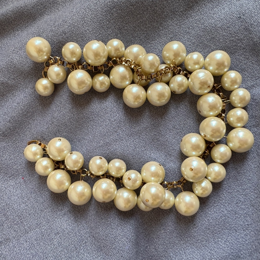 Vintage Costume Pearl Large Chunky Bauble Necklace 15” Class and Elegance - Picture 8 of 8